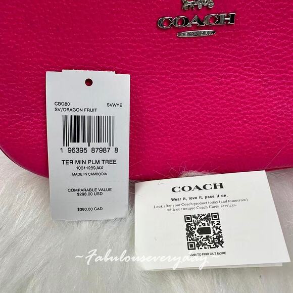 Coach Teri Mini Crossbody Bag With Palm Tree Charm CBG80 Dragon Fruit Pink NWT - Picture 5 of 12